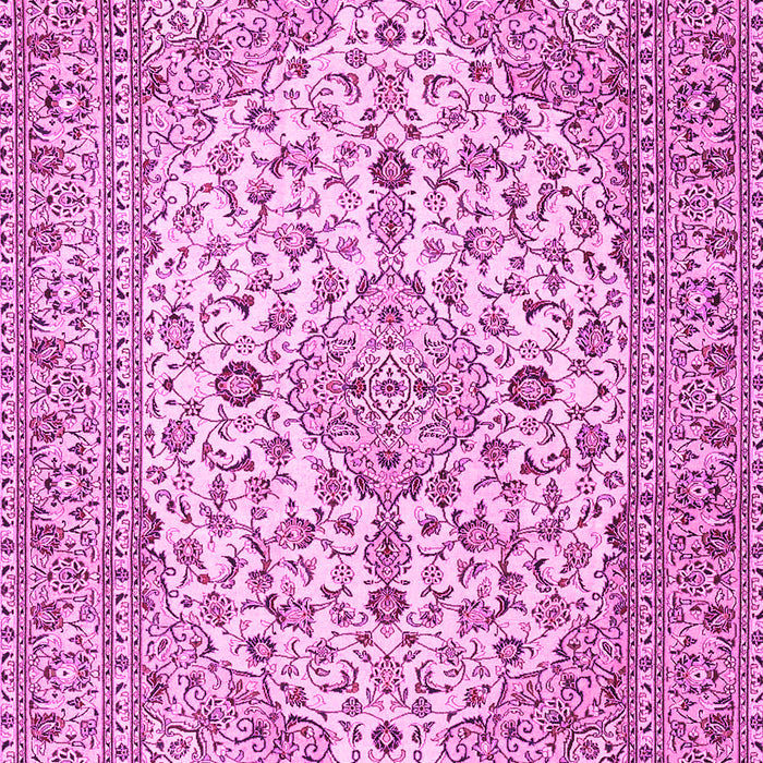 Machine Washable Medallion Pink Traditional Rug, wshtr4219pnk