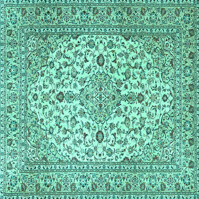 Square Medallion Turquoise Traditional Rug, tr4219turq