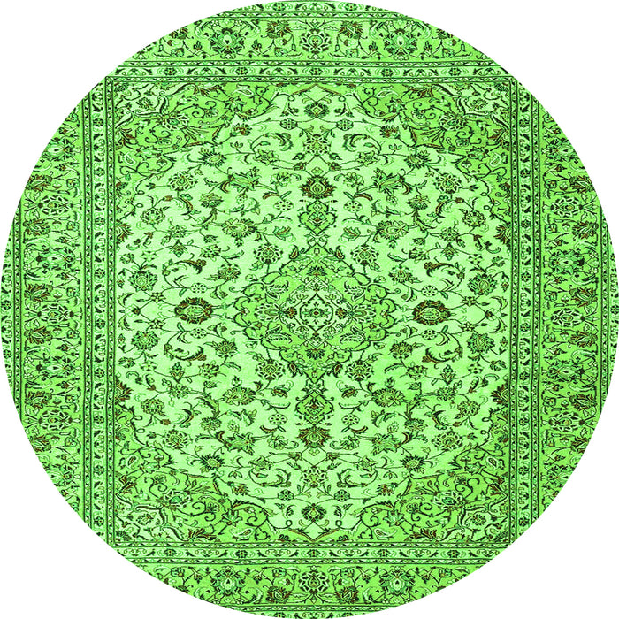 Square Medallion Green Traditional Rug, tr4219grn