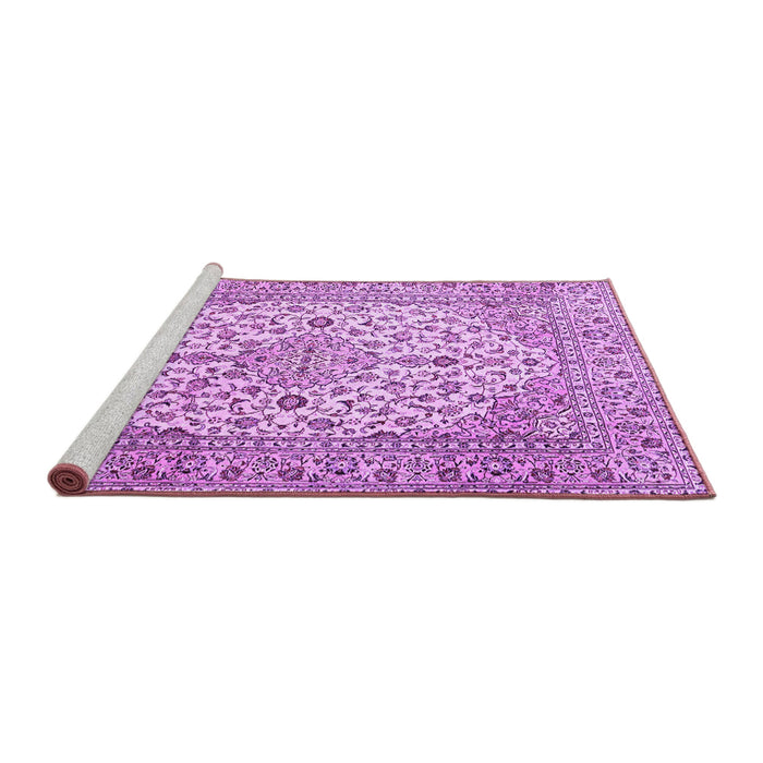 Sideview of Machine Washable Medallion Purple Traditional Area Rugs, wshtr4219pur