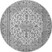 Machine Washable Medallion Gray Traditional Rug, wshtr4219gry