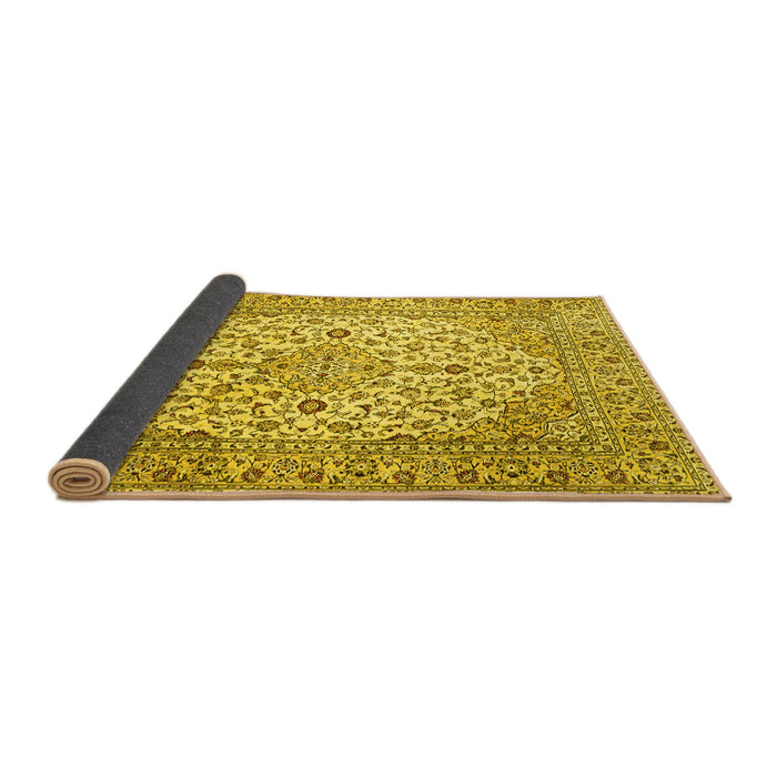 Sideview of Medallion Yellow Traditional Rug, tr4219yw