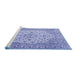 Sideview of Machine Washable Medallion Blue Traditional Rug, wshtr4219blu