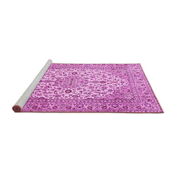 Sideview of Machine Washable Medallion Pink Traditional Rug, wshtr4219pnk