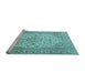 Sideview of Machine Washable Medallion Light Blue Traditional Rug, wshtr4219lblu