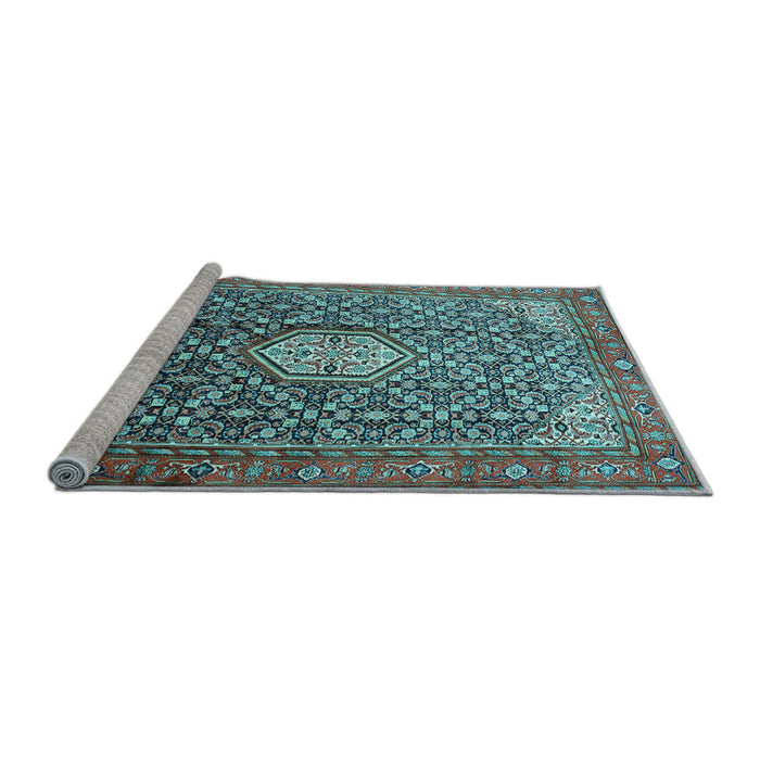 Sideview of Machine Washable Persian Light Blue Traditional Rug, wshtr421lblu
