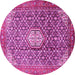 Round Machine Washable Persian Pink Traditional Rug, wshtr421pnk