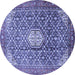 Round Machine Washable Persian Blue Traditional Rug, wshtr421blu