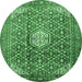 Round Persian Emerald Green Traditional Rug, tr421emgrn
