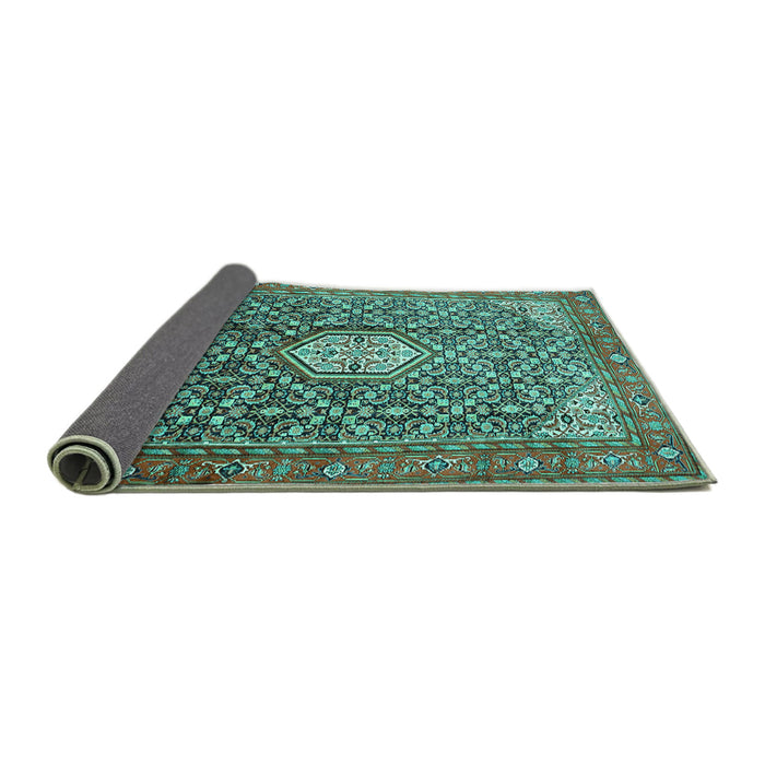 Sideview of Persian Turquoise Traditional Rug, tr421turq