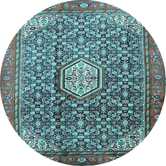 Round Machine Washable Persian Light Blue Traditional Rug, wshtr421lblu