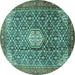 Round Persian Turquoise Traditional Rug, tr421turq