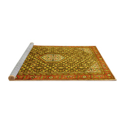 Sideview of Machine Washable Persian Yellow Traditional Rug, wshtr421yw