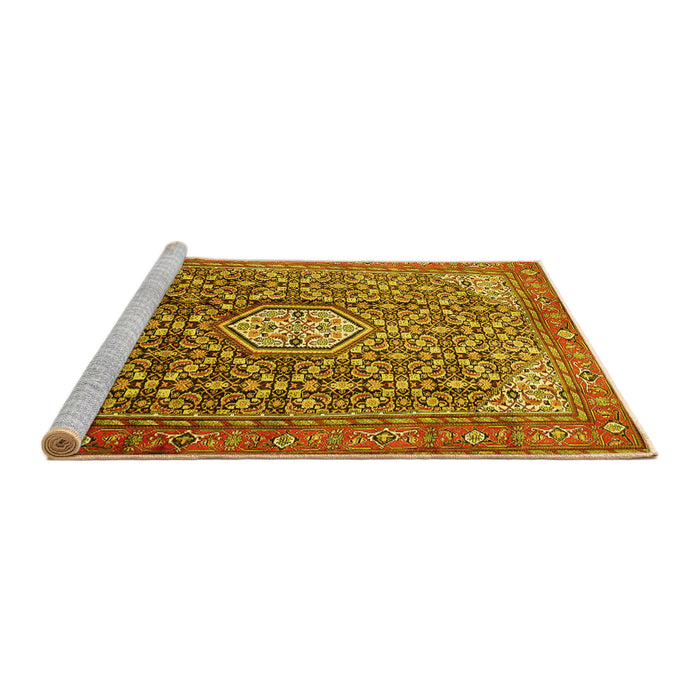 Sideview of Machine Washable Persian Yellow Traditional Rug, wshtr421yw