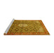 Sideview of Machine Washable Persian Yellow Traditional Rug, wshtr421yw