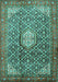 Machine Washable Persian Turquoise Traditional Area Rugs, wshtr421turq