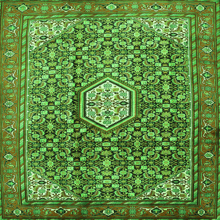 Round Machine Washable Persian Green Traditional Area Rugs, wshtr421grn