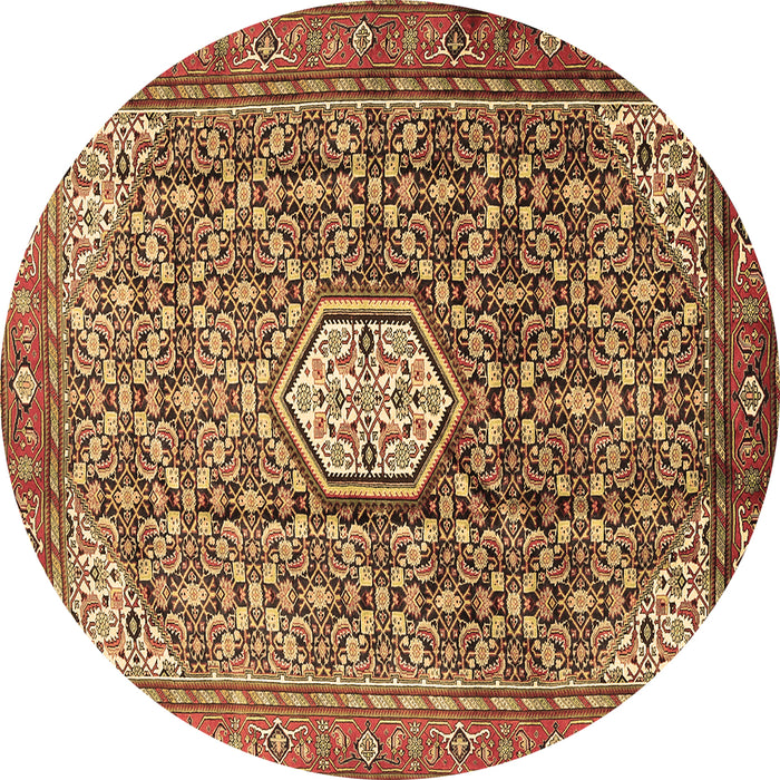 Round Persian Brown Traditional Rug, tr421brn