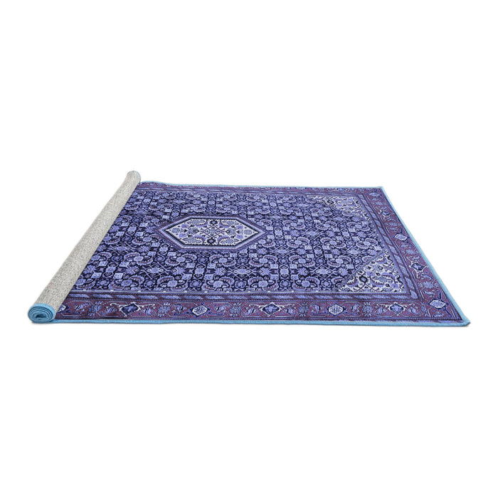 Sideview of Machine Washable Persian Blue Traditional Rug, wshtr421blu
