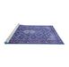 Sideview of Machine Washable Persian Blue Traditional Rug, wshtr421blu