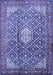 Machine Washable Persian Blue Traditional Rug, wshtr421blu