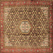 Square Machine Washable Persian Brown Traditional Rug, wshtr421brn