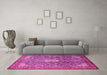 Machine Washable Persian Pink Traditional Rug in a Living Room, wshtr421pnk