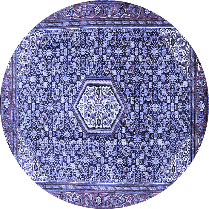 Round Persian Blue Traditional Rug, tr421blu