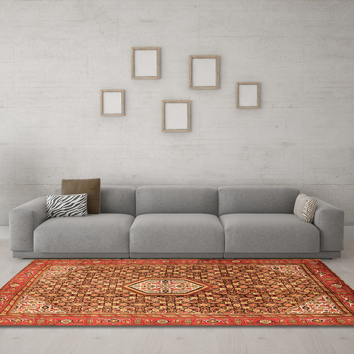 Machine Washable Persian Orange Traditional Area Rugs in a Living Room, wshtr421org