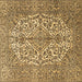 Square Machine Washable Medallion Brown Traditional Rug, wshtr4220brn