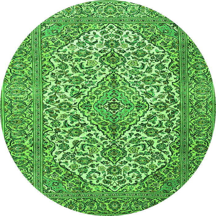 Machine Washable Medallion Green Traditional Area Rugs, wshtr4220grn