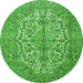 Machine Washable Medallion Green Traditional Area Rugs, wshtr4220grn