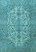 Machine Washable Medallion Light Blue Traditional Rug, wshtr4220lblu