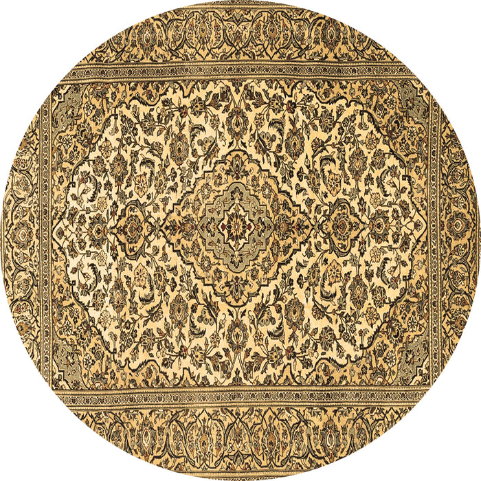 Round Medallion Brown Traditional Rug, tr4220brn