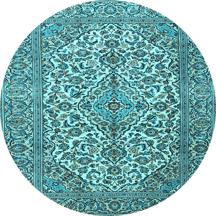 Round Medallion Light Blue Traditional Rug, tr4220lblu
