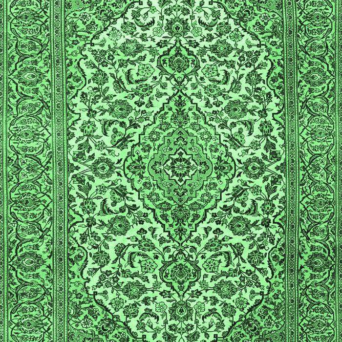 Machine Washable Medallion Emerald Green Traditional Area Rugs, wshtr4220emgrn