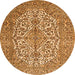 Square Medallion Orange Traditional Rug, tr4220org