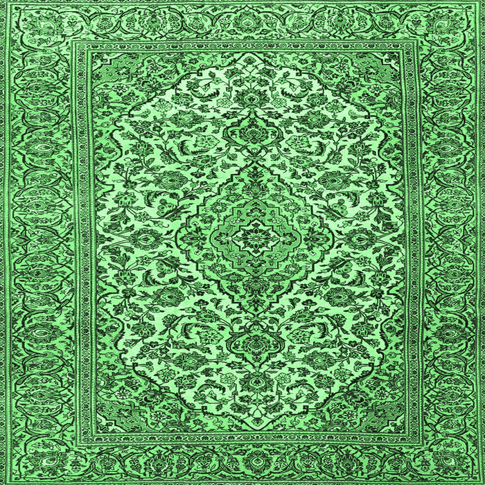 Square Medallion Emerald Green Traditional Rug, tr4220emgrn