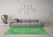 Machine Washable Medallion Emerald Green Traditional Area Rugs in a Living Room,, wshtr4220emgrn