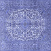 Square Medallion Blue Traditional Rug, tr4220blu