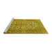 Sideview of Machine Washable Medallion Yellow Traditional Rug, wshtr4220yw