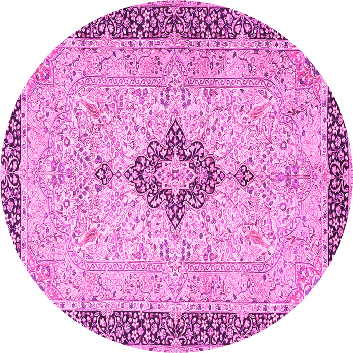 Round Medallion Pink Traditional Rug, tr4221pnk
