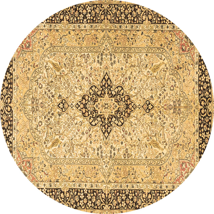 Round Medallion Brown Traditional Rug, tr4221brn