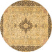 Round Medallion Brown Traditional Rug, tr4221brn