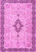 Machine Washable Medallion Pink Traditional Rug, wshtr4221pnk