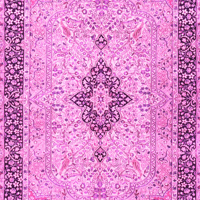 Machine Washable Medallion Pink Traditional Rug, wshtr4221pnk