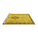 Sideview of Machine Washable Medallion Yellow Traditional Rug, wshtr4221yw