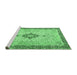 Sideview of Machine Washable Medallion Emerald Green Traditional Area Rugs, wshtr4221emgrn