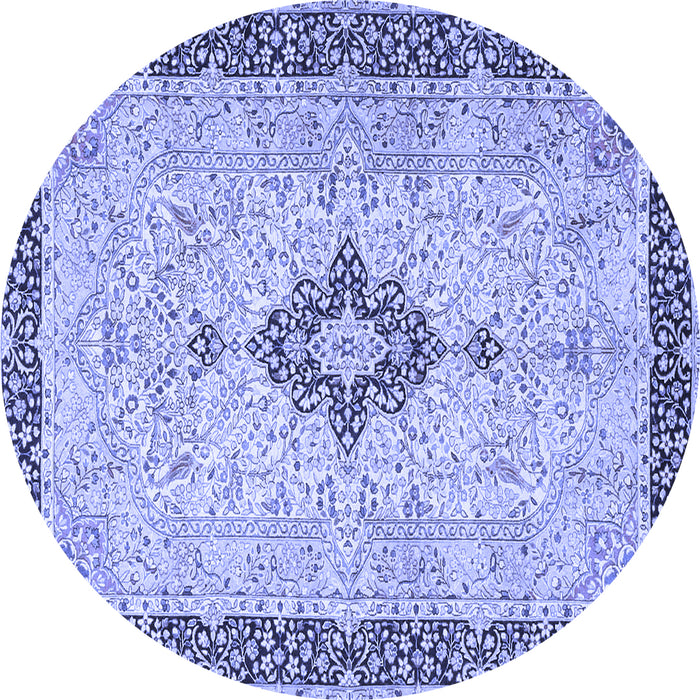 Round Medallion Blue Traditional Rug, tr4221blu