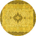 Round Medallion Yellow Traditional Rug, tr4221yw